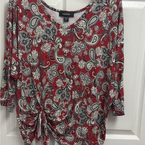 Karen Kane Red and Black Paisley Blouse